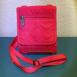 Thirty-One Vary You, quilted crossbody purse, foldable wallet, hot pink